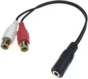Xolixorium 3.5mm Female to 2 RCA Female Adapter Cable – Gold Plated Stereo AUX Splitter – Connects Smartphones, Tablets to Amplifiers, Speakers – 20cm Durable PVC Jacket