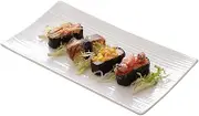 OKUMEYR Rectangular Ceramic Loaf Pan Steak Plate Sushi Plate for Western Food Bread Baking Pan White 10inch Random Color