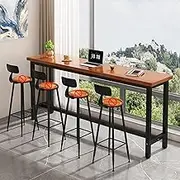 YVYKFZD Narrow Bar Table, Industrial Bar Height Table with Metal Frame, Rectangle Dining Table, Solid Wood Breakfast Table Bistro Table, Table Only(Reddish Brown,47.2"x15.7"x41.3")