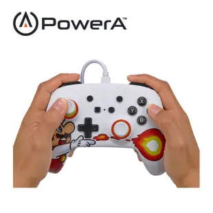 【PowerA】|任天堂官方授權| 增強款有線遊戲手把 (1526549-01)- 火焰瑪力歐-白 (10折)