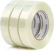 3Pack Mono Filament Strapping Tape 6.2mil x 1Inch x 60yds Commodity Grade Heavy Duty Transparent Reinforced Fiberglass Tape CHUANGSEED