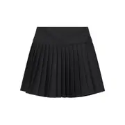 [Off-white] Off-white Pleated Logo-print Mini Skirt 40 IT BLACK