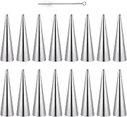 Cabilock 16pcs Cannoli Form Tubes Cookie Stencils Cannoli Maker Mini Cannoli Forms Mini Tools Brioche Molds Mini Croissants Forms for Baking Creami Baking Tool Metal Miss Pyramid