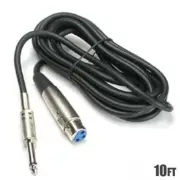 10FT XLR 3 pin Female Jack to 1/4" 6.35mm Mono Male Plug Microphone Mic Cable