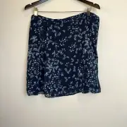 Banana Republic Factory Women's Size 14 Blue Floral Mini Skirt Lined Zipper Y2K