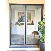DIY Retractable Black Fly Screens Aluminium Fibreglass Door Magnetic Bug Netting