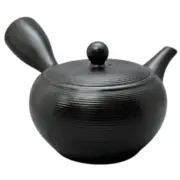 Teapot Kyusu Tokoname - AKIRA - Black - 540 ml/cc - Stainless Mesh - Striped