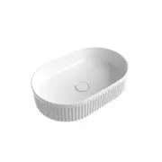 Above Counter White Oval Basin With V Groove 500 x 320 x 120mm Cadel XECB-099GW
