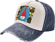 [pvinnk] Christmas Carton Snowman Print Distressed Baseball Cap Adjustable Hat with Classic Unisex Style for All Seasons, Navy Blue, One Size