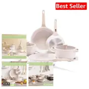12-Piece Non-Stick Ceramic Cookware Set - Healthy & Stylish Taupe Collection