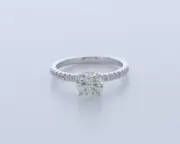 1.4 CTW Natural Diamond H/SI1 Round Cut 14K White Gold Prong Classic Accent Ring