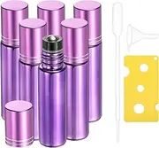 uxcell 4 Pcs Essential Oil Roller Bottles, 10ml/0.34oz Glass Roller Bottle Refillable Mini Leak-proof Roll on Bottles Containers for Essential Oils Perfume Fragrance, Purple (Plating)