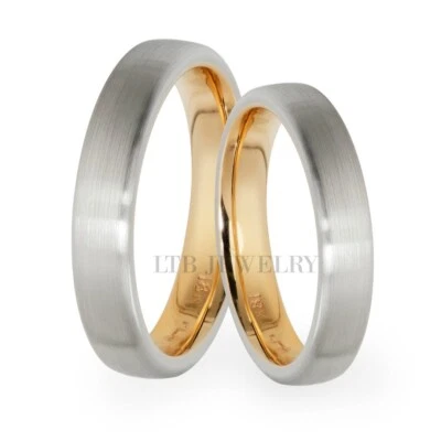 10K TWO TONE GOLD WEDDING BANDS, HIS & HERS WEDDING RINGS,MATCHING WEDDING BANDS