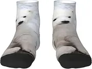 [JEJEA] Baby Polar Bear print Men's Athletic Cushioned Crew Socks Crew Training Athletic Socks Men and Women for Sports