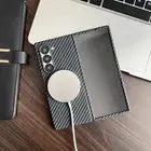 For Samsung Galaxy Z Fold6/5/4/3 Leather Magnetic Carbon Fiber Case Screen Cover