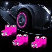 12PCS Fluorescent Skull Car Tire Valve Stem Caps, ABS Corrosion Resistant Wheel Valve Cover, Luminous Illuminated Cap Glow in The Dark, Auto Decor Accessories for Motorcycles Bicycles (Pink/White)