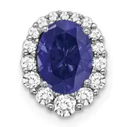 14k White Gold 1/3 Ct. Lab Grown Diamond VS/SI+ G+ and Lab Created Blue Sapphire Halo Chain Slide Pendant