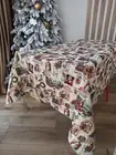 Tablecloths Table Cover Christmas Party Holiday Fabric Golden Santa Rectangle