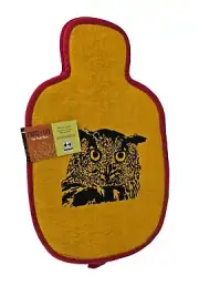 Hot Water Bottle Fabric Holder Wiyh Owl Decal 100% Wool. Whimsical Wares. New
