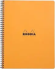 RHODIA 19300C - Spiral Notebook (Full Binding) Black or Orange Notebook - A4+ - Small Squares - 160 Detachable Pages - Clairefontaine Paper 80 g/m - Soft and Resistant Cover - Classic