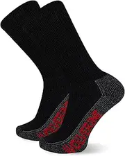[WOLVERINE] Men's Steel Toe Cotton Crew 2 Pair Pack, Black, Men's Shoe Size: 13-15, Black, 13-15