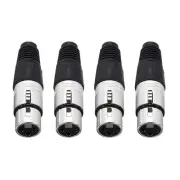4pcs 3 Pin XLR Female Connector, Microphone Audio Cable Plug Mic Socket,Silver