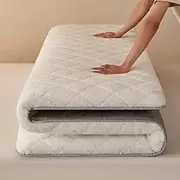 Japanese Futon Floor Mattress, Cloth Cotton Traditional Japanese Futon Bed Solid Color Roll Up Camping Mattress, Single Double Full Size.(White,120x200cm)