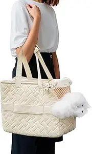 PETCUTE Dog Bag for Cats and Dogs, Breathable Dog Bag for Small Dogs, 6 kg, Dog Carry Bag Shoulder Bag with Side Pockets and Pockets, Dog Carry Bag with Removable Mat