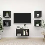 5 Piece TV Cabinet Set Grey Engineered Wood Entertainment Centres