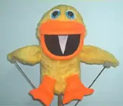 Yellow Dizzy Duck Puppet with arm rods-15 Inches tall w/script book- education