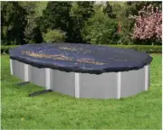 Blue Waves 12 ft. x 24 ft. Oval Black Leaf Net Above Ground Winter Pool Cover