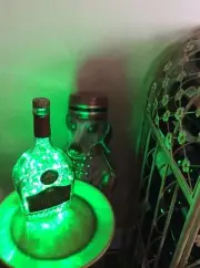 ~ NEW ~ *Bling Lights* SALIGNAP VSOP Cognac Empty LIQUOR BOTTLE Lamp Green LEDs