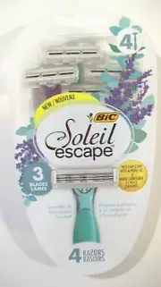 New Women's BIC Soleil Escape 4 Pack Scented Razors, 3 Blades