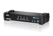 Aten Desktop KVMP Switch 4 Port Single Display DVI w/ 7.1 audio, 4x Custom KVM Cables Included, 2x USB Port, Selection Via Front Panel