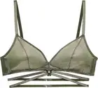 NWT Savage Fenty Going Platinum Strappy Mesh Deep Forest Green Bralette Size M