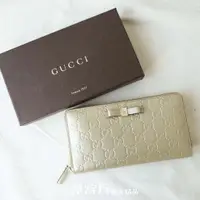 在飛比找蝦皮商城精選優惠-[郵寄兵] GUCCI 女用長夾 滿版壓紋 香檳金 拉鍊式長