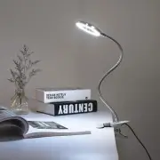 Clip on Magnifying Glass with Light Stand Desk Lamp LED Light with USB Powered