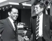 Unsigned B&W 8x10 photo of Frank Sinatra with John F. Kennedy