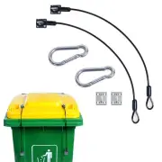 Black Garbage Trash Can Locks with Wire，2PCS Trash Can Lid Lock Outdoor for A...
