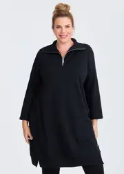 [Taking Shape] Taking Shape Zip Collar Sweat Dress Size 16 in Black, Cotton - Plus Size Women's Clothing Black