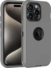 for iPhone 15 Pro Max Case, with Built in Screen Protector Heavy Duty Drop Protection, Full Body Rugged Shockproof Dust Proof Protective Phone Cover for Apple iPhone 15 Pro Max 6.7” (Gray/Black I)