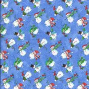 Handmade Placemat Or Table Runner Tossed Snowmen on Blue Christmas Glitter