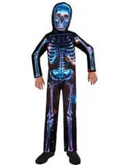 Neon Blue Skeleton Boys Halloween Costume