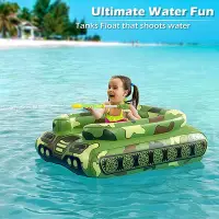 在飛比找Yahoo!奇摩拍賣優惠-【游泳裝備】 充氣噴水坦克兒童水上戲水玩具靠背鯊魚座圈遮陽海