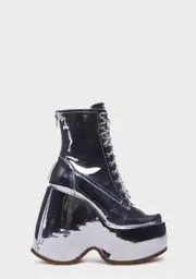 [Lemon Drop by Privileged] Silver Aheela Platform Boots