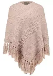 Women's Ralph Lauren Poncho Sweater Lambs Wool Cape, Camel