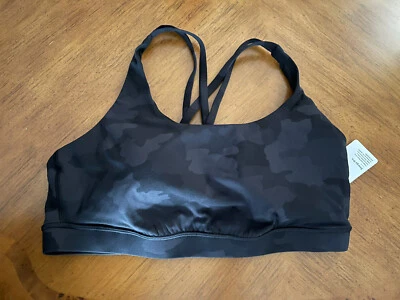 Lululemon Energy Bra Gray Black Camo H3DC Sport Top Run Cross B/C Size 14 NWT