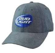 Budweiser's Bud Light Beer TOW Adjustable Chambry Gray & Blue Beer Cap Hat