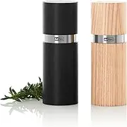 AdHoc Textura Pepper and Salt Mill Set, 13cm, Ash Wood, Black and Light