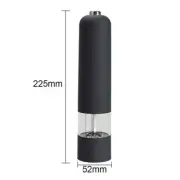 Black Electric Salt & Pepper Grinder - Battery, Adjustable Coarseness, LED Light